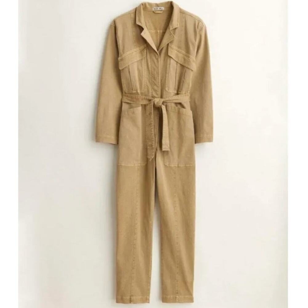 ALEX MILL | Cotton Khaki Expedition Belted Jumpsuit Medium Boilersuit Coveralls
